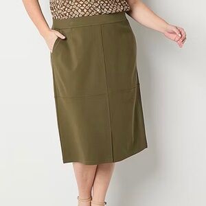 NWOT Liz Claiborne Moss Green Skirt Size 18W